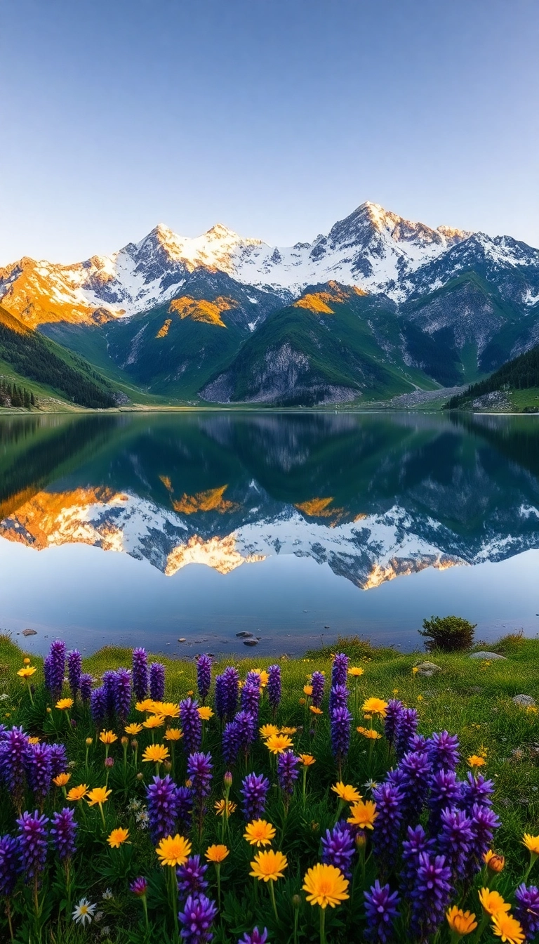 Free Spring Mountain Reflection iPhone Elegant Wallpaper
